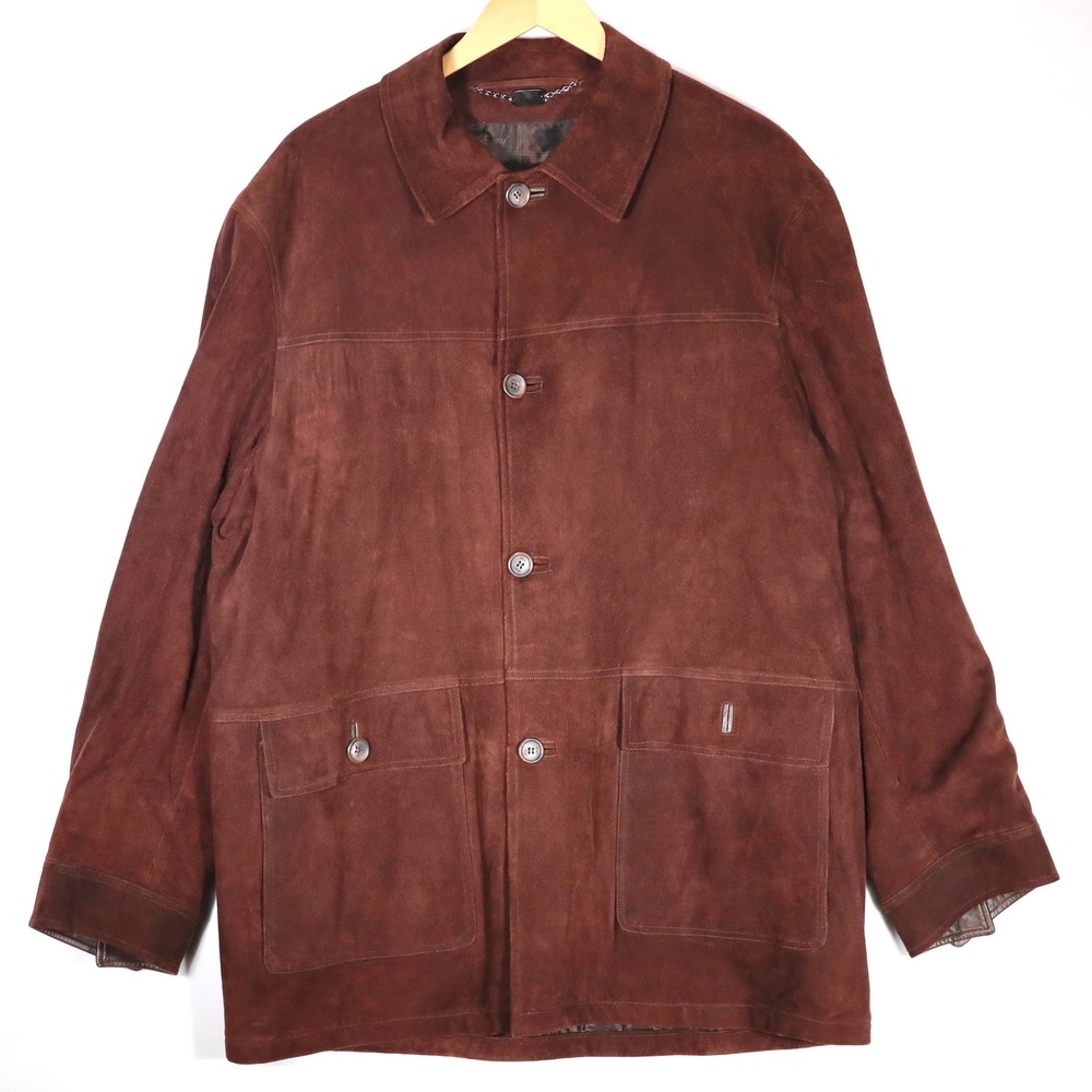 Brioni Field Jacket Mens M Brown Suede Utility Button Up Made in Italy Luxury